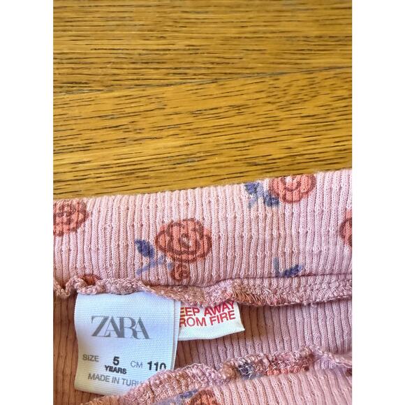 Zara Girls' Floral Mauve Flare Pants Size 5 - Picture 3 of 4